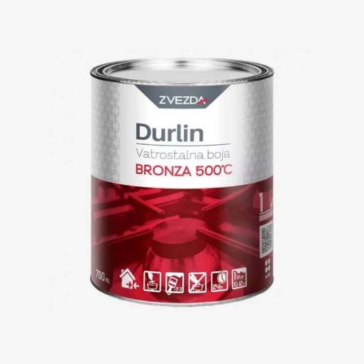 Slika DURLIN Vatrostalna boja bronza 500 °C - srebrna  0.75 lit