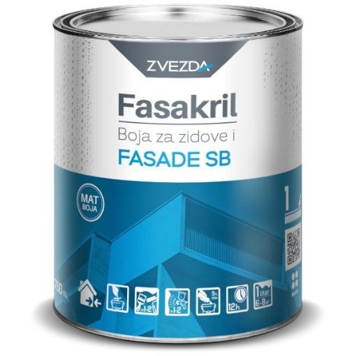 Slika FASAKRIL Boja za zidove i fasade SB (na bazi rastvarača)  0.75 lit